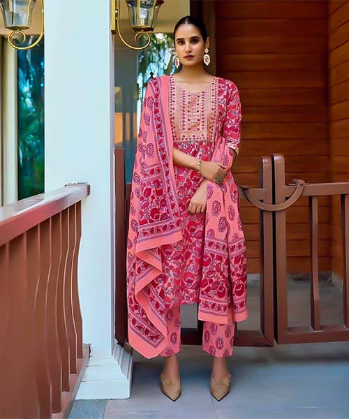 Pink Cotton Casual Wear Salwar Kameez in canada