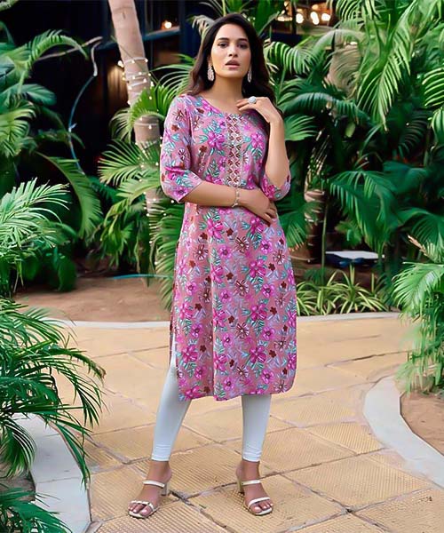 Purple Cotton Printed Kurti in ipswich