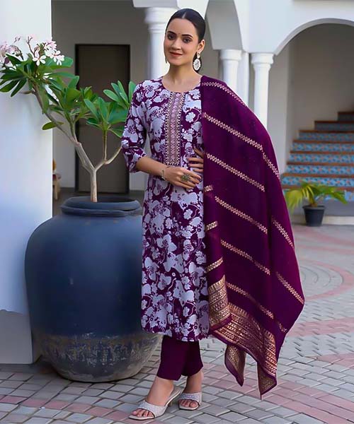 Purple Vetican Printed Salwar Kameez in memphis