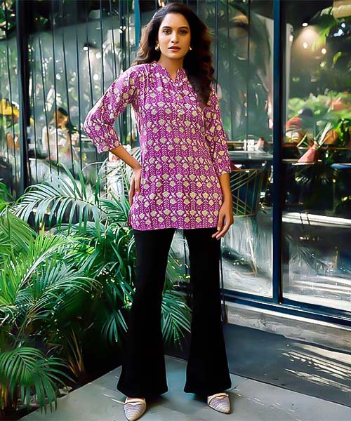 Pink  Rayon Printed Kurti in newport