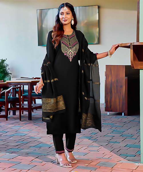 Black Vetican Silk Casual Wear Kurti in delhi