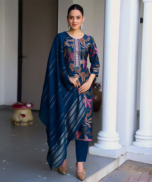 Blue  Vetican Printed Salwar Kameez in memphis