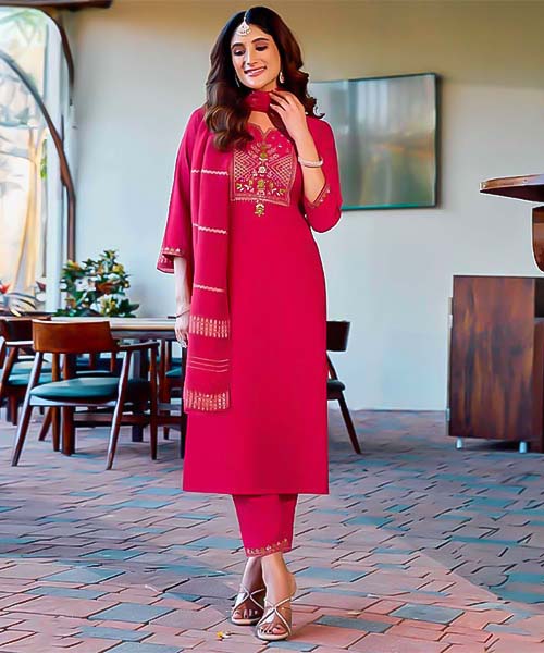 Red Vetican Silk Casual Wear Kurti in delhi