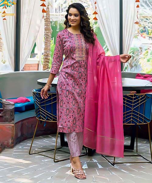 Pink Capsule Print Printed Salwar Kameez in mumbai