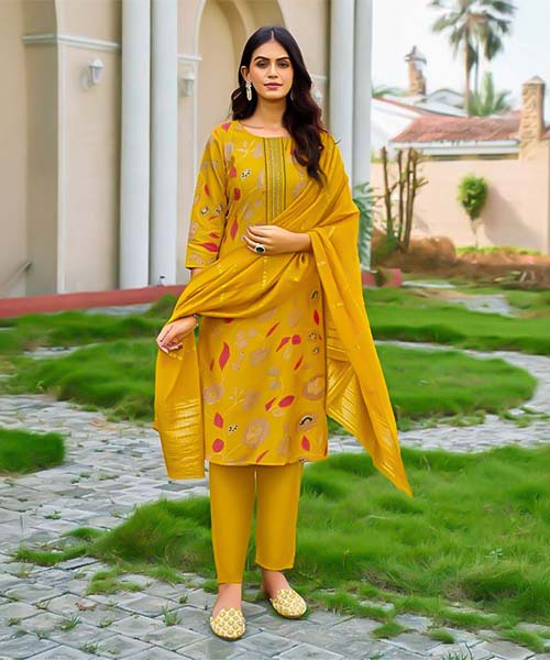 Yellow  Vertican  Casual Wear Salwar Kameez in ripon