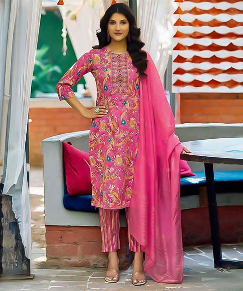 Pink Capsule Print Printed Salwar Kameez in mumbai