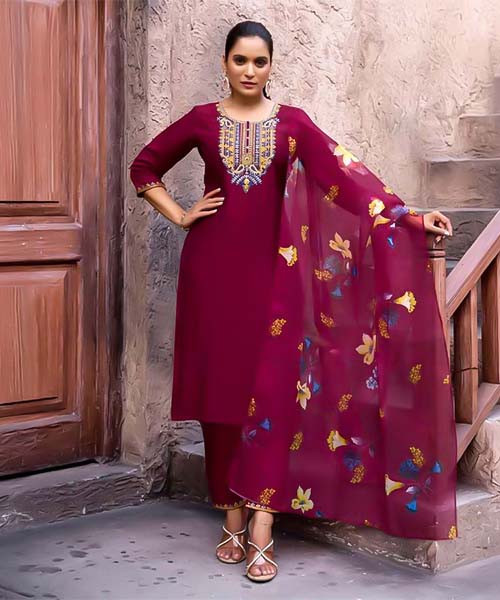 Red  Roman Silk  Casual Wear Salwar Kameez in middlesbrough