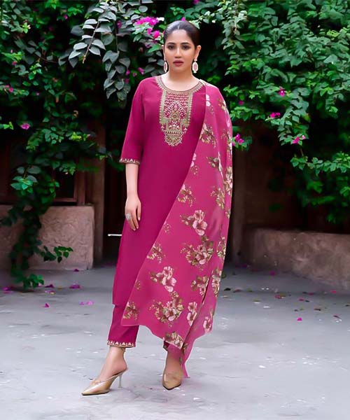 Pink  Roman Silk  Casual Wear Salwar Kameez in middlesbrough