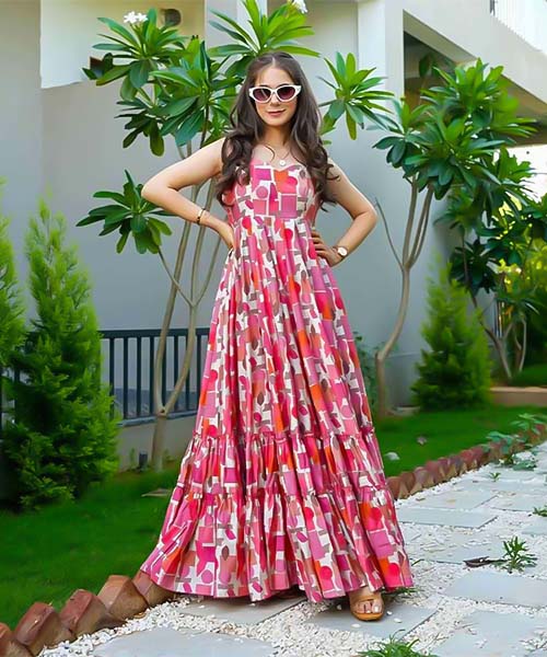 Pink  Rayon Printed Kurti in lichfield