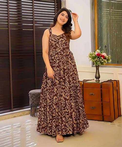Brown  Rayon Printed Kurti in lichfield