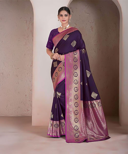 Violet  Soft Silk Casual Wear Saree