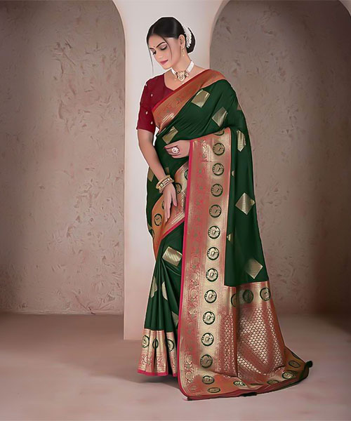 Green  Soft Silk Casual Wear Saree in chicago