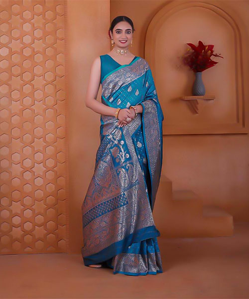Blue Soft Silk Casual Wear Saree in switzerland