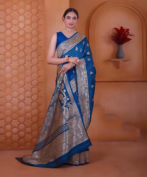 Blue Soft Silk Casual Wear Saree in switzerland