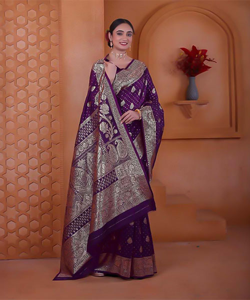 Violet Soft Silk Casual Wear Saree in switzerland