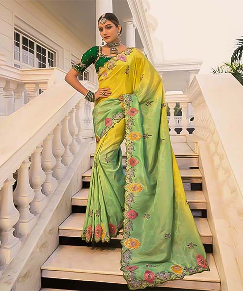 Green  Crape Jacquard Designer Saree in mumbai