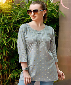 Grey Rayon Casual Kurtis