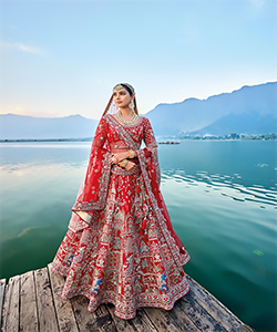 Red Silk Partywear Lehenga