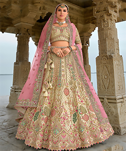 Light Pink Silk Partywear Lehenga