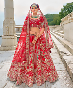 Maroon Silk Partywear Lehenga