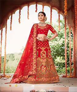 Red Silk Partywear Lehenga