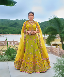 Yellow Silk Partywear Lehenga