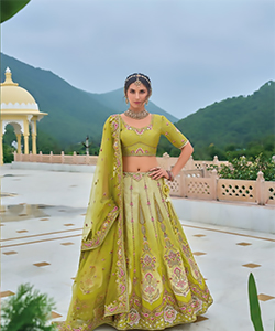 Yellow Silk Partywear Lehenga