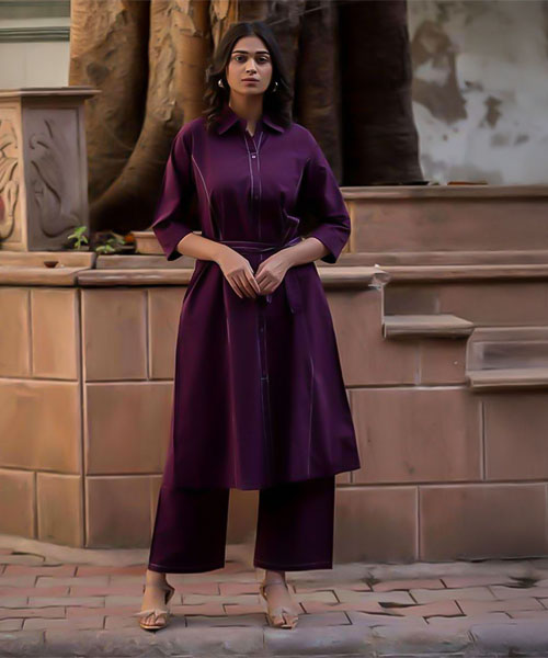 Purple Cotton Casual Wear Kurti