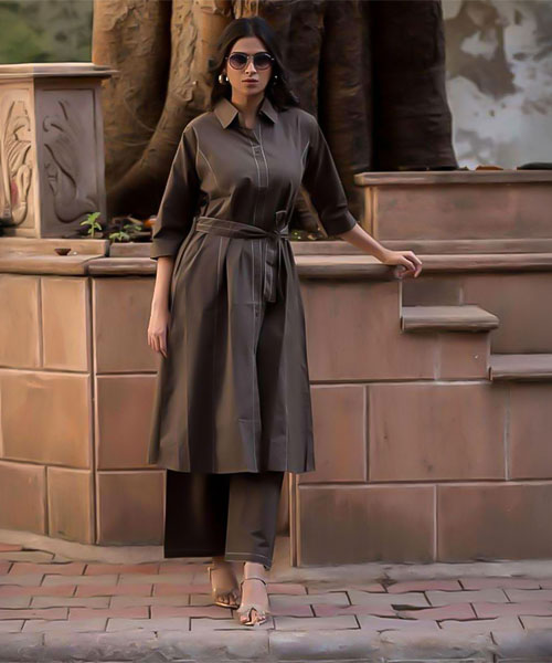 Brown Cotton Casual Wear Kurti