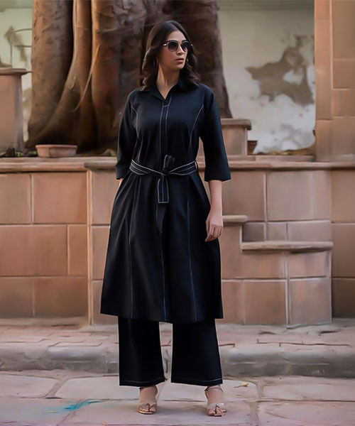 Black  Cotton Casual Wear Kurti