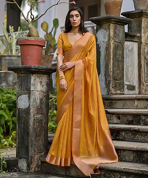 Yellow Kalyani Silk Casual Wear Saree