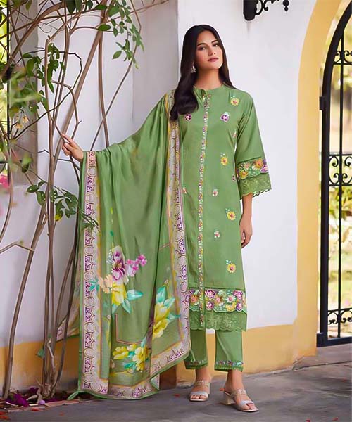 Green  Cotton Party Wear Salwar Kameez in switzerland