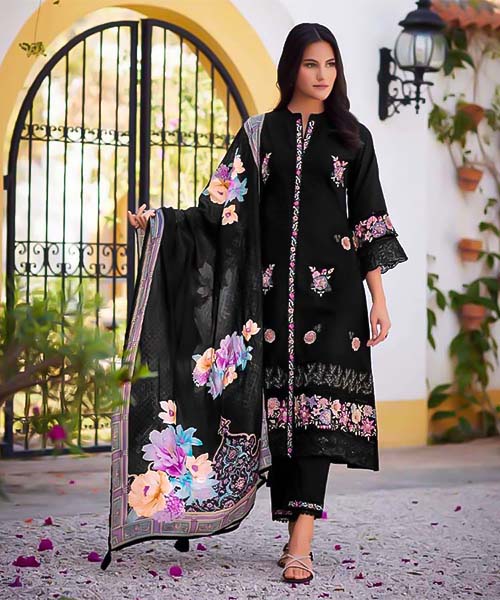 Black Cotton Party Wear Salwar Kameez in switzerland