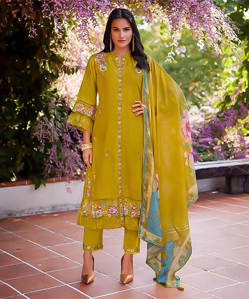 Green  Cotton Party Wear Salwar Kameez
