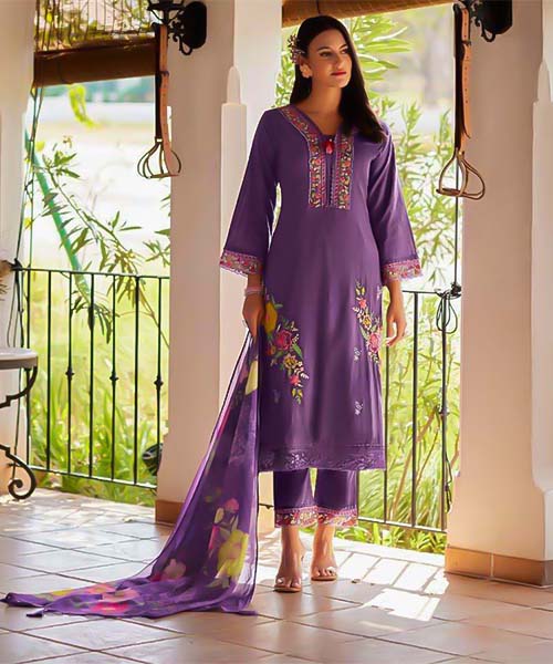 Violet  Cotton Party Wear Salwar Kameez in ipswich