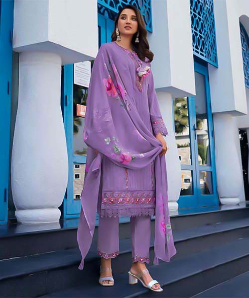 Purple  Cotton Party Wear Salwar Kameez in germany