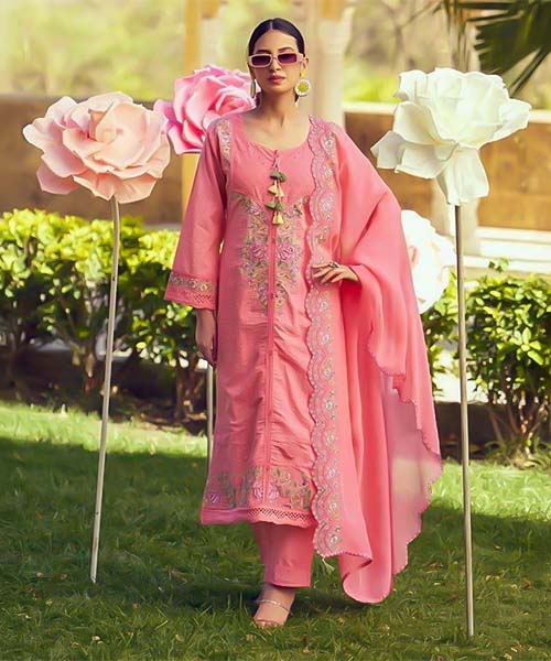 Pink  Cotton Party Wear Salwar Kameez in detroit