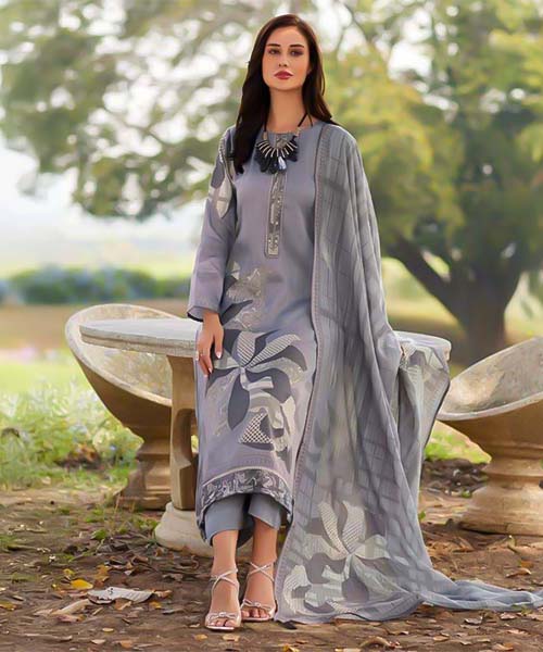 Grey Jam Cotton Casual Wear Salwar Kameez in romania