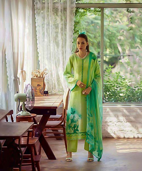 Mint Green Jam Cotton Casual Wear Salwar Kameez