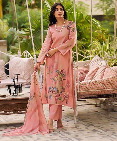 Salmon  Lawn Cotton Casual Wear Salwar Kameez in fiji