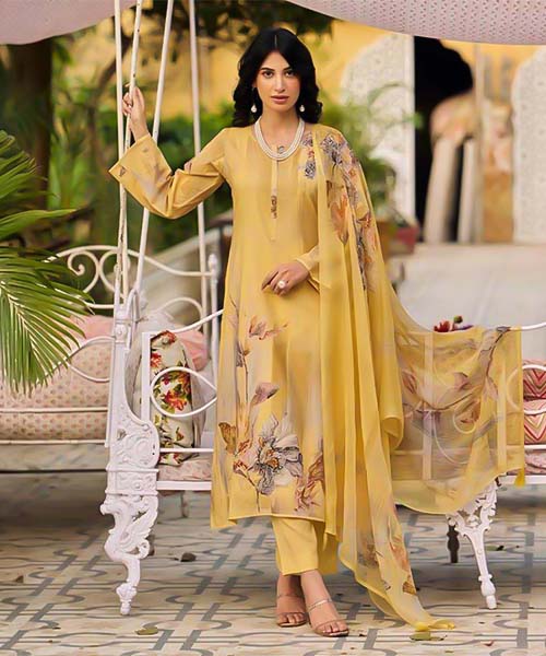 Yellow Lawn Cotton Casual Wear Salwar Kameez in fiji