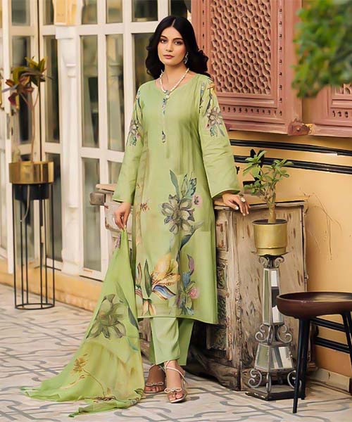 Green  Lawn Cotton Casual Wear Salwar Kameez in fiji