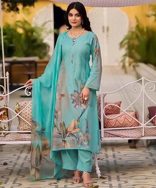 Blue  Lawn Cotton Casual Wear Salwar Kameez in fiji