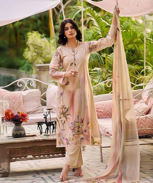 White  Lawn Cotton Casual Wear Salwar Kameez in fiji