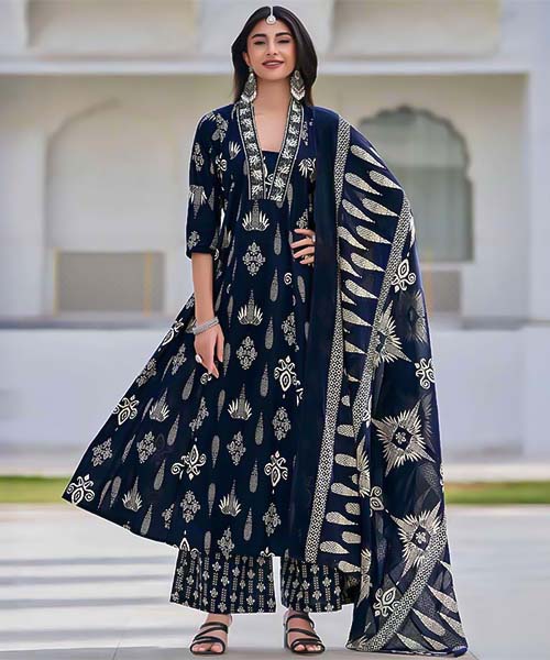 Blue Cotton Casual Wear Salwar Kameez in cardiff