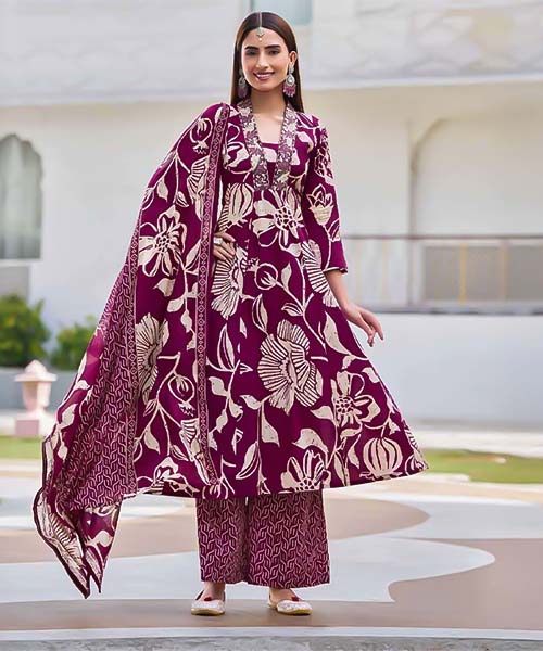 Violet  Cotton Casual Wear Salwar Kameez in cardiff