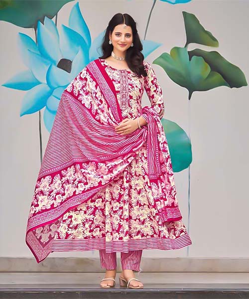 Black  Cotton Casual Wear Salwar Kameez