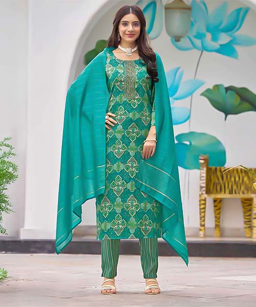 Green  Rayon Casual Wear Salwar Kameez in lichfield