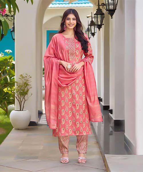Pink  Rayon Casual Wear Salwar Kameez in lichfield