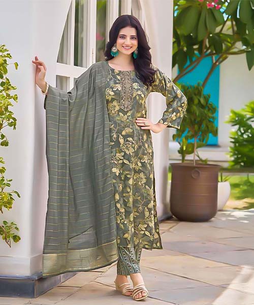 Green  Rayon Casual Wear Salwar Kameez in croatia